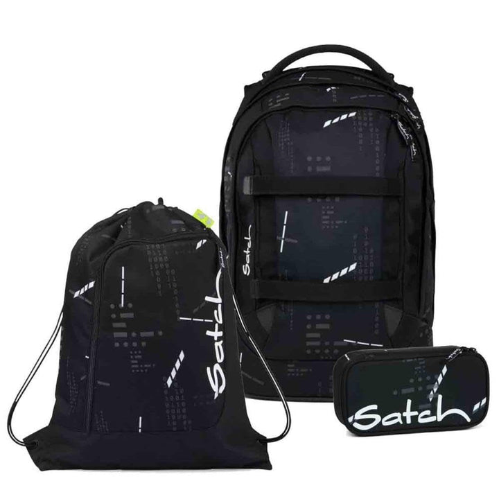 Satch Pack Schulrucksack Set 3tlg. inkl. Schlamperbox und Sportbeutel (Ninja Matrix), Ninja Matrix