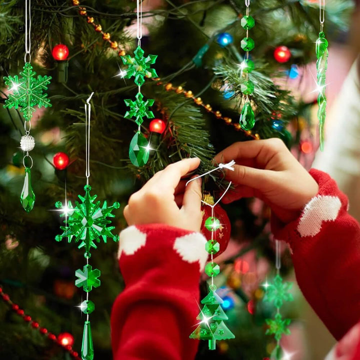 Lanpn 26 Stück Weihnachten Dekoration Kristall Christbaumschmuck Anhänger, Acryl Schneeflocken Eisza