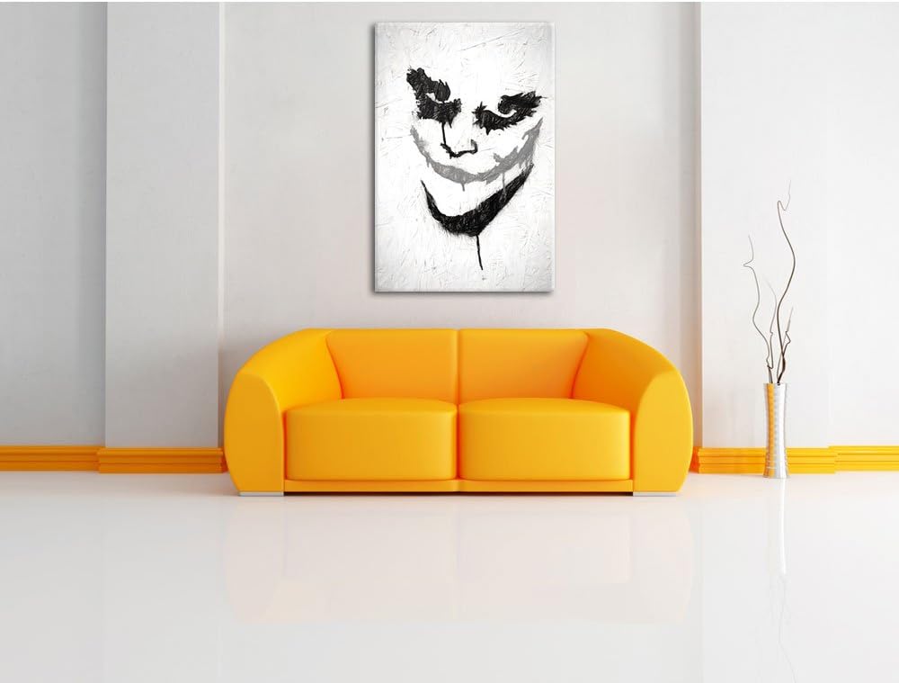 Joker Kohle Effekt, Format: 100x70 auf Leinwand, XXL riesige Bilder fertig gerahmt mit Keilrahmen, K