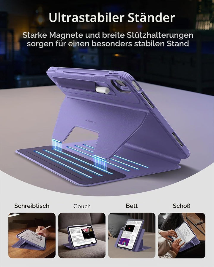 ESR für iPad Air 13 Zoll M4/M3/M2 Hülle (2026/2025/2024), drehbare Hülle mit Abnehmbarer Magnetabdec