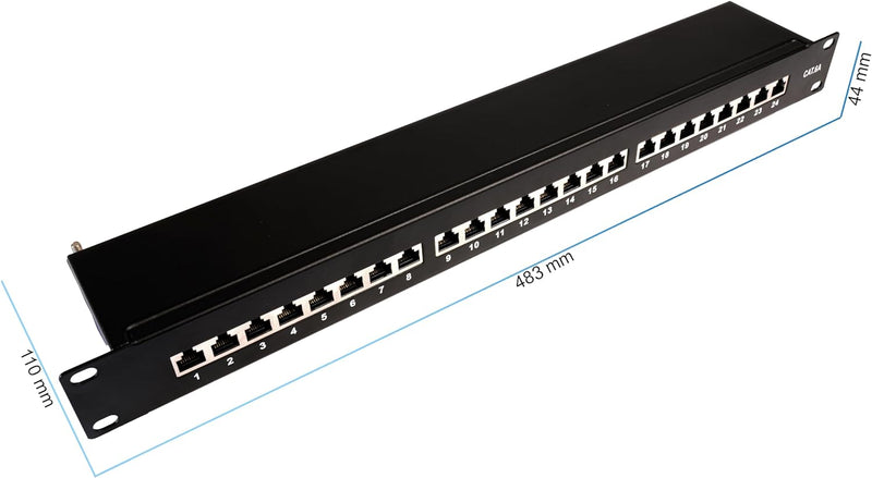 BIGtec 24 Port CAT6a Patchpanel Verteilerfeld Verteiler Patchfeld 500Mhz 10 Gigabit LSA Technik RJ45