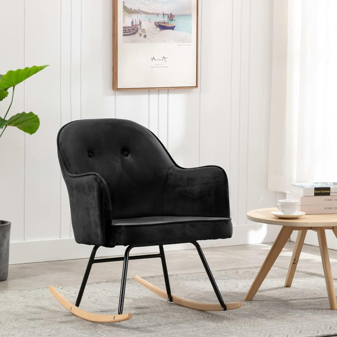 Susany Schaukelsessel Schaukelstuhl Relaxsessel Loungesessel Stillstuhl Fernsehsessel Samt Schwarz 6