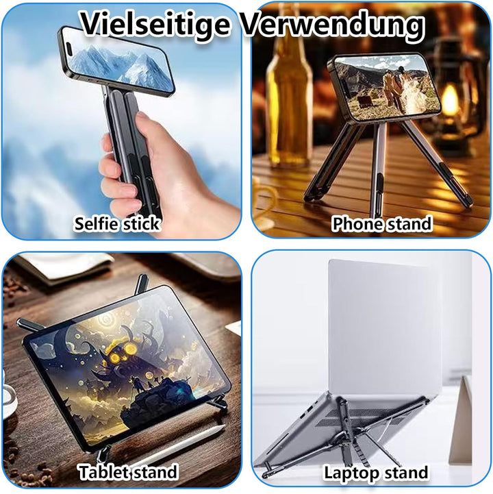 Icetop Magnetischer 3-in-1 Laptop Ständer aus Aluminium für Tablet | Kompakt & tragbar – universell