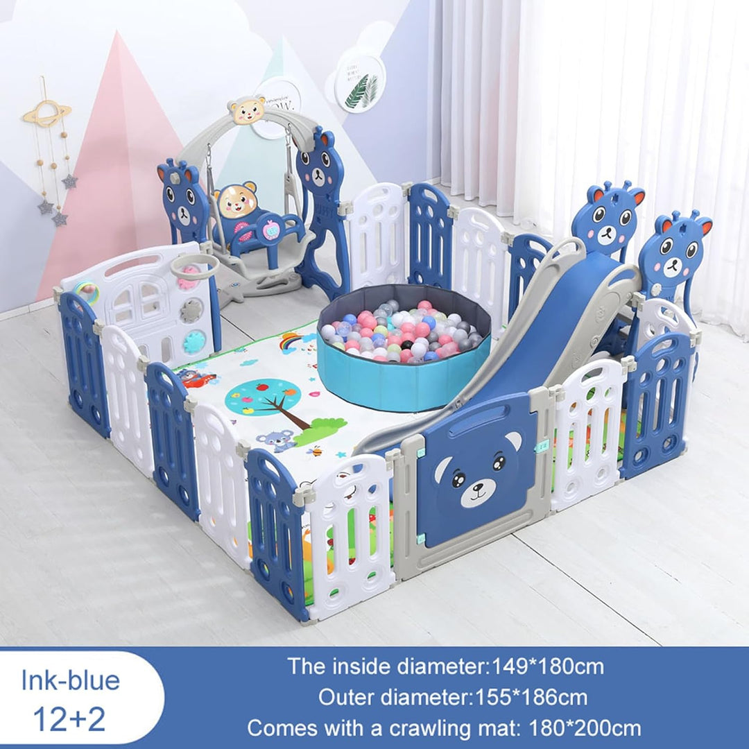 Grosser Laufstall Baby mit Matratze, Laufgitter Baby Faltbar, Kinderzaun für Drinnen und Draussen, K