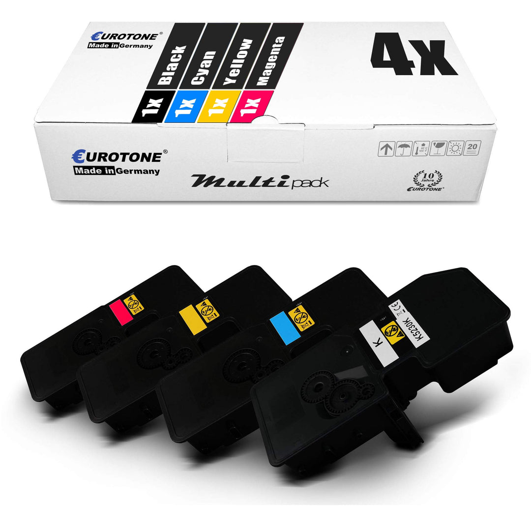4X Eurotone Toner für Kyocera Ecosys P 5026 wie TK-5240 TK5240 Set Schwarz Blau Rot Gelb Set aus 4,