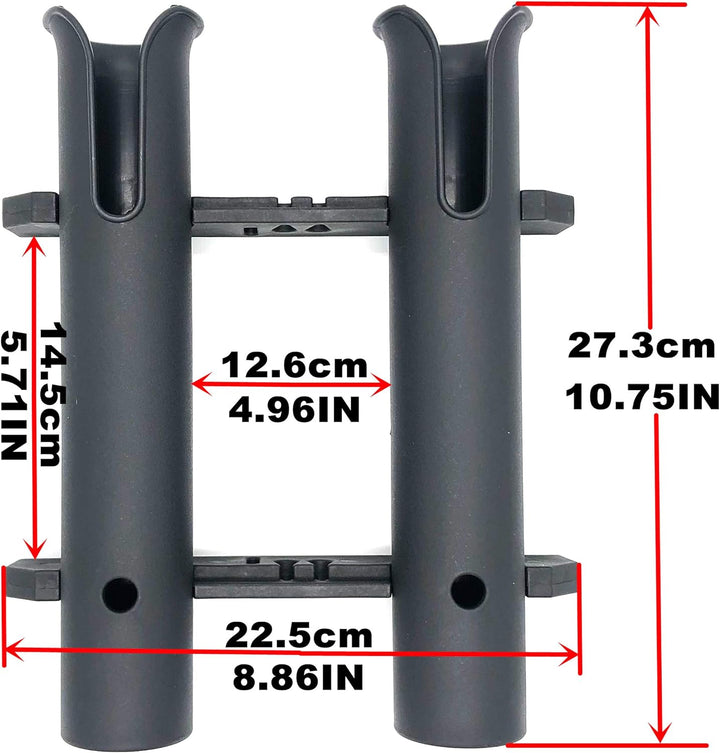 Wall Mounted Fishing Rod Holders Tubes Links Fishing Rod Holder Rack Rests 2-polig, Schwarz, 2-polig