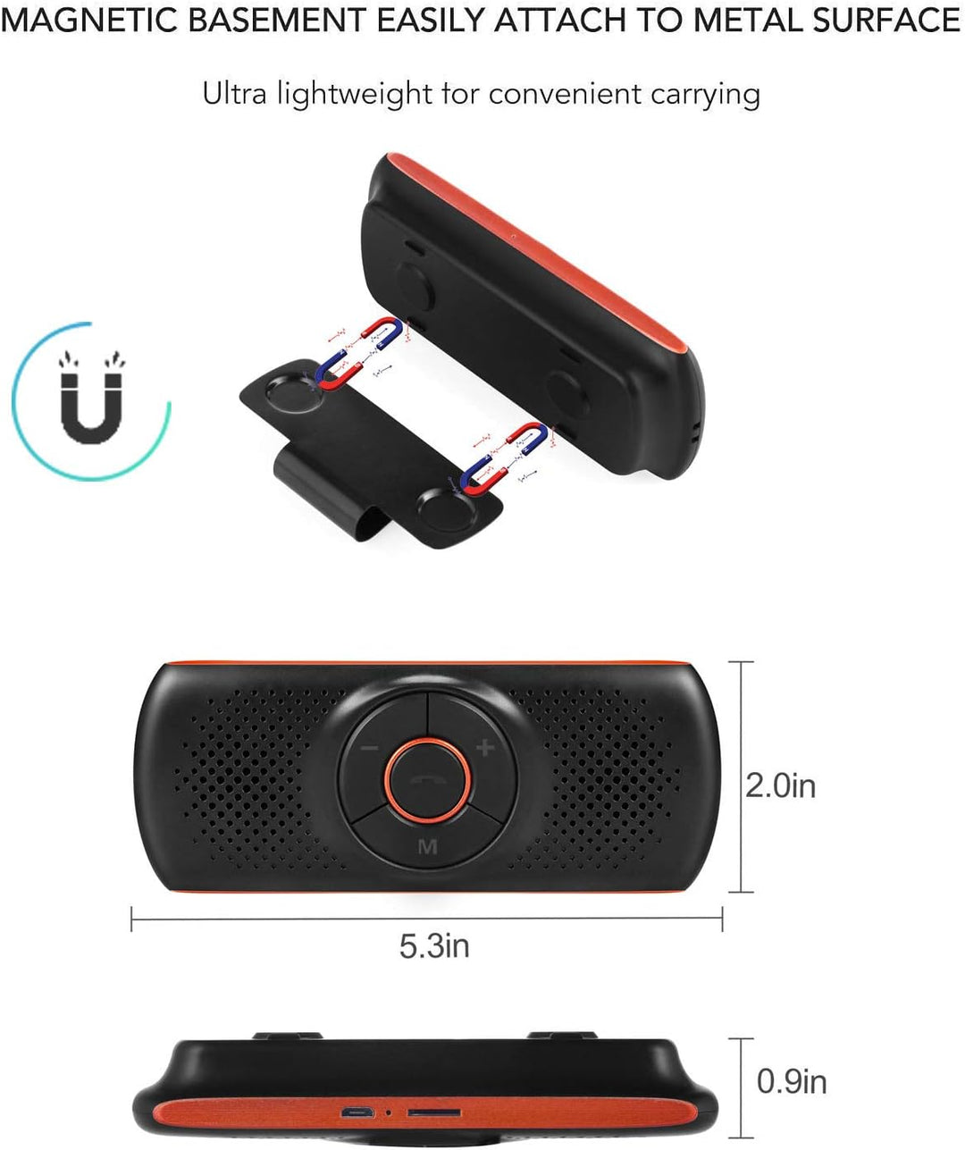 Car Handsfree Bluetooth Kit 2 Telefone gleichzeitig verbunden, Lange Lebensdauer der Batterie Car Vi