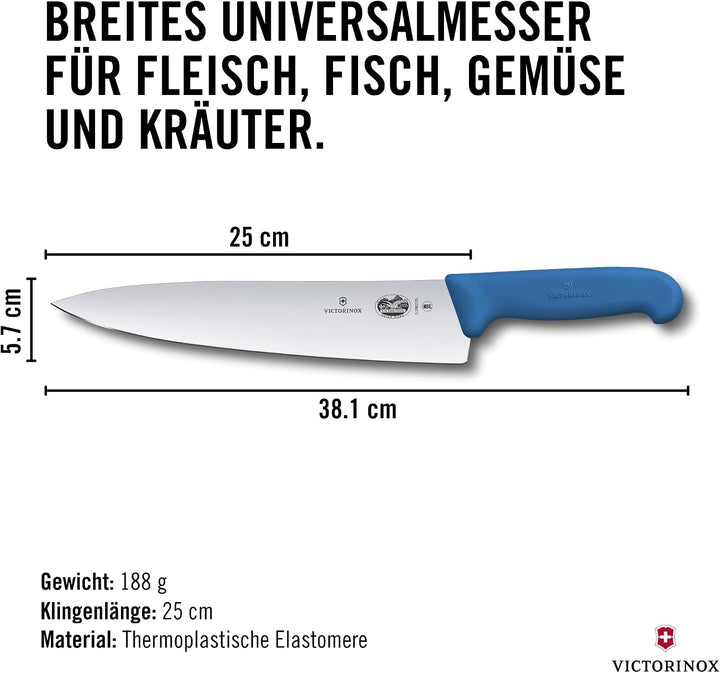 Victorinox Fibrox Kochmesser, Breites Universalmesser für Fleisch, Fisch, Gemüse und Kräuter, 25 cm,