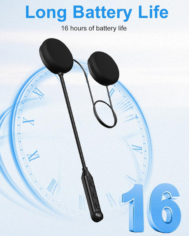 Bluetooth-Headset für Motorradhelm, Bluetooth-Kopfhörer mit 16 Std. Akkulaufzeit, Freisprecheinricht