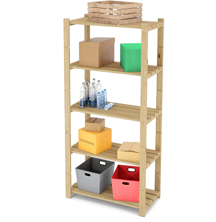 Lenmar Serie B Holzregal, Kiefer, Holz, Hellbeige, B-22 170 x 70 x 40 cm, 5 Böden, Bücherregal, Holz