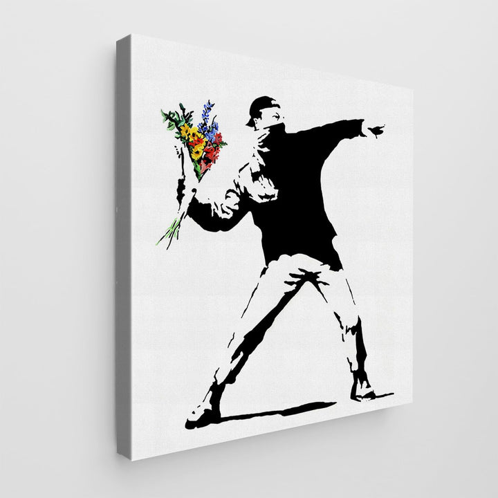 Giallobus - Gemälde - Banksy - - Standardleinwand - 100x100-15 - Blumenkrug - Bereit zum Aufhängen -