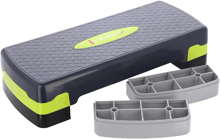 HMS Steppbrett Crossfit Fitness Stepper 3-Stufen Stepper Step-Bench - Grün-grau - AS002 - Länge 67 c