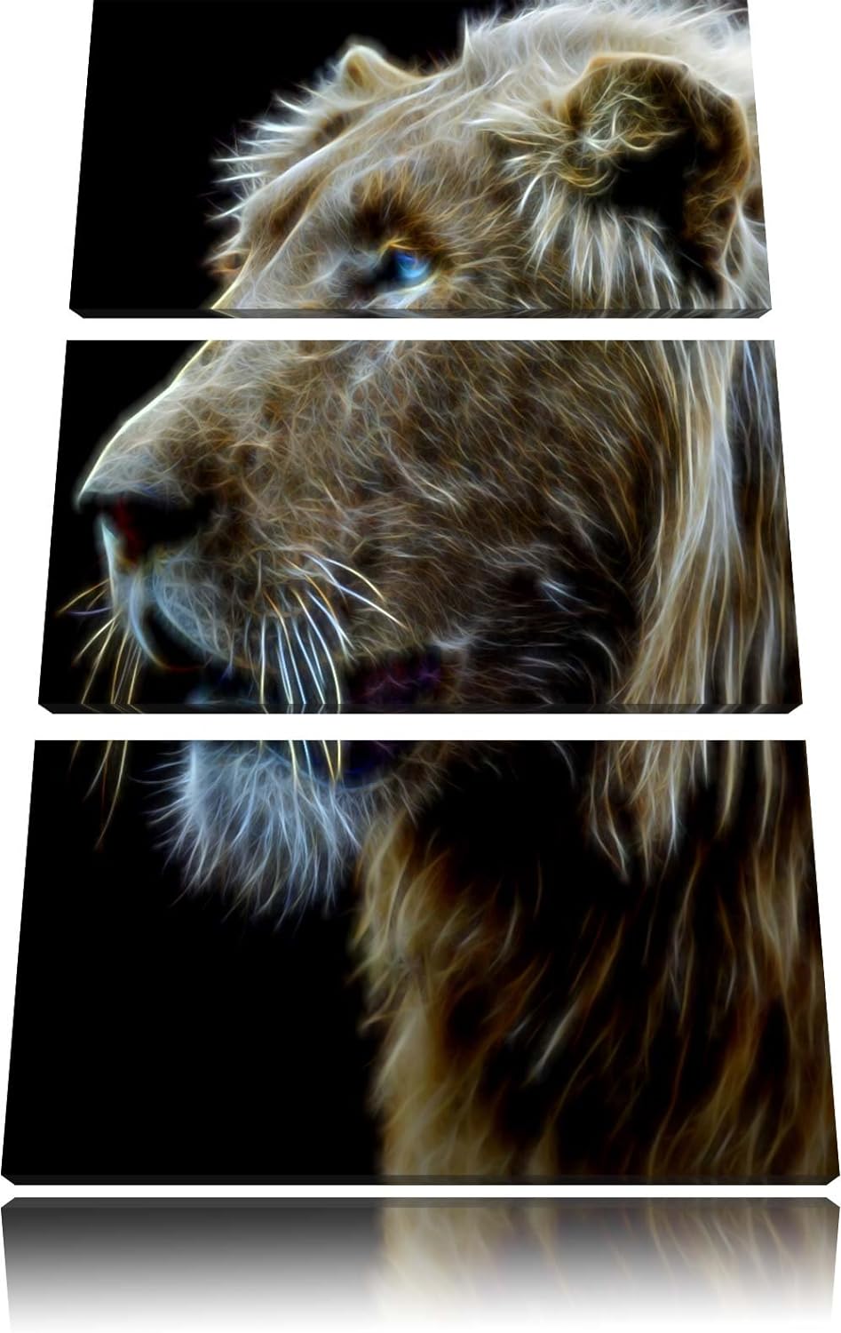 Dark prächtiger weisser Löwe Spezial 3-Teiler Leinwandbild 120x80 Bild auf Leinwand, XXL riesige Bil