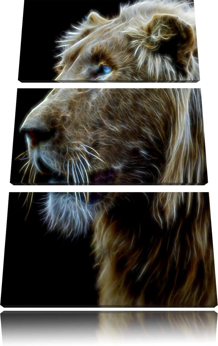 Dark prächtiger weisser Löwe Spezial 3-Teiler Leinwandbild 120x80 Bild auf Leinwand, XXL riesige Bil