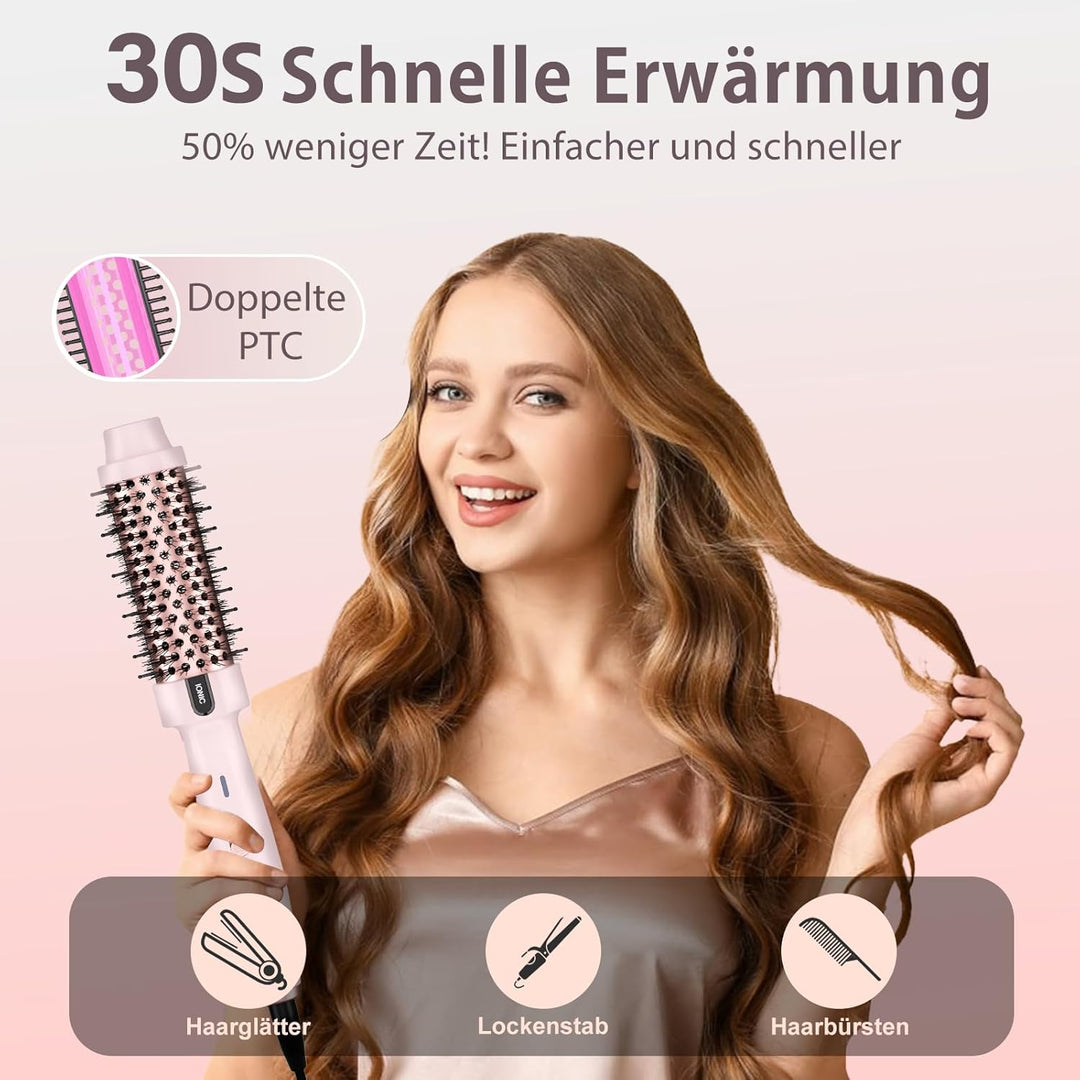 Thermal Brush, Thermobürste Negativ-Ionen, Wärmebürste Rundbürste mit 2 Temperaturstufen, Stylingbür