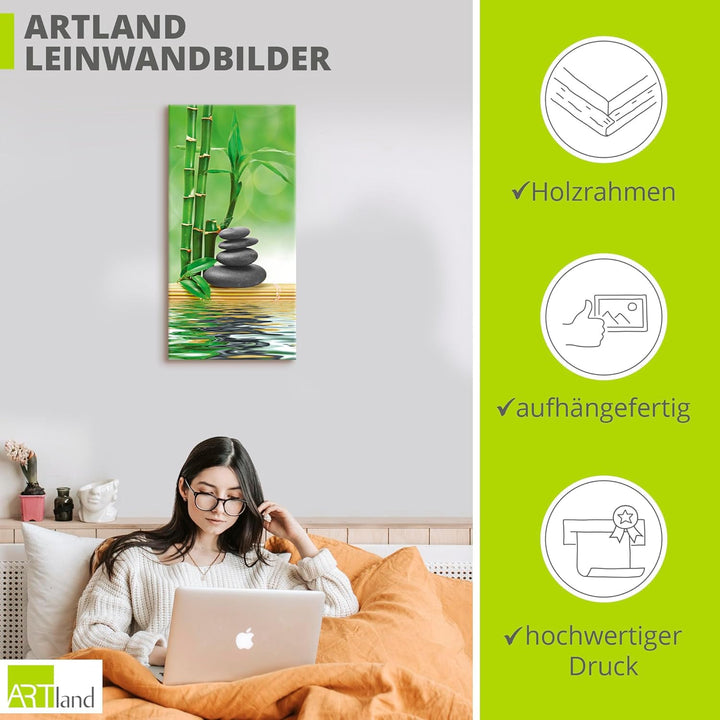Artland Leinwandbild Wandbild Bild auf Leinwand 30x60 cm Wanddeko Zen Asien Asiatisch Wellness Spa B
