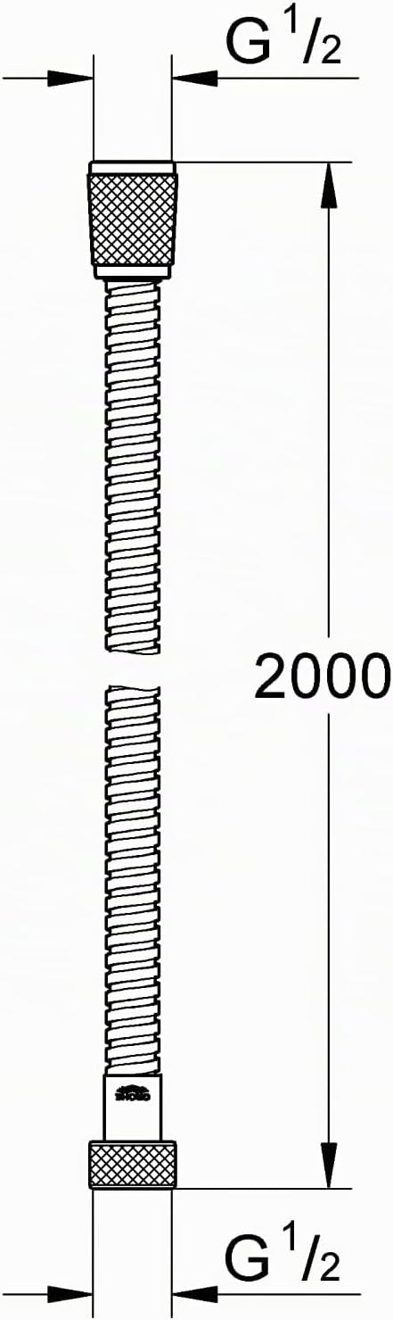 GROHE Vitalioflex - Metallbrauseschlauch (2000 mm, verstärkte Ausführung, knickfest, hitzebeständig)