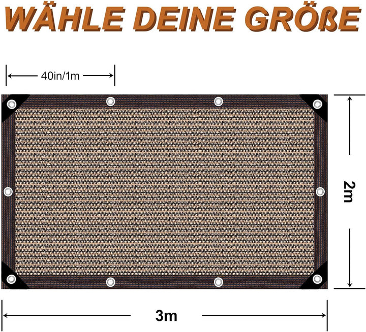 Sonnenschutz Netz Schattierungsnetz mit Ösen 80% Anti UV Windschutznetz Schattennetz Sonnensegel Atm