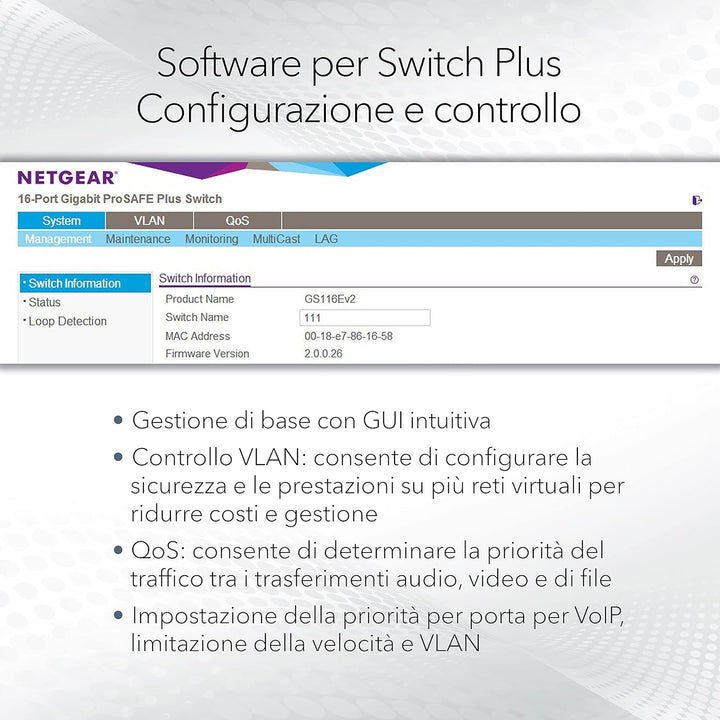 Netgear GS108E Managed Switch 8 Port Gigabit Ethernet LAN Switch Plus (Netzwerk Switch Managed, VLAN