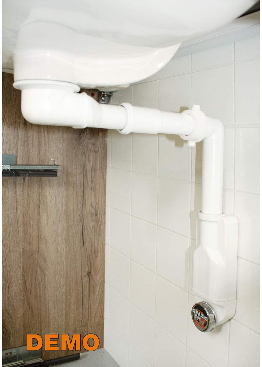 lira A.8274.04 Sifone Spazio NT Con Piletta Basket Bagno Bassa BECKENFALLE MIT ABFALL, Weiss