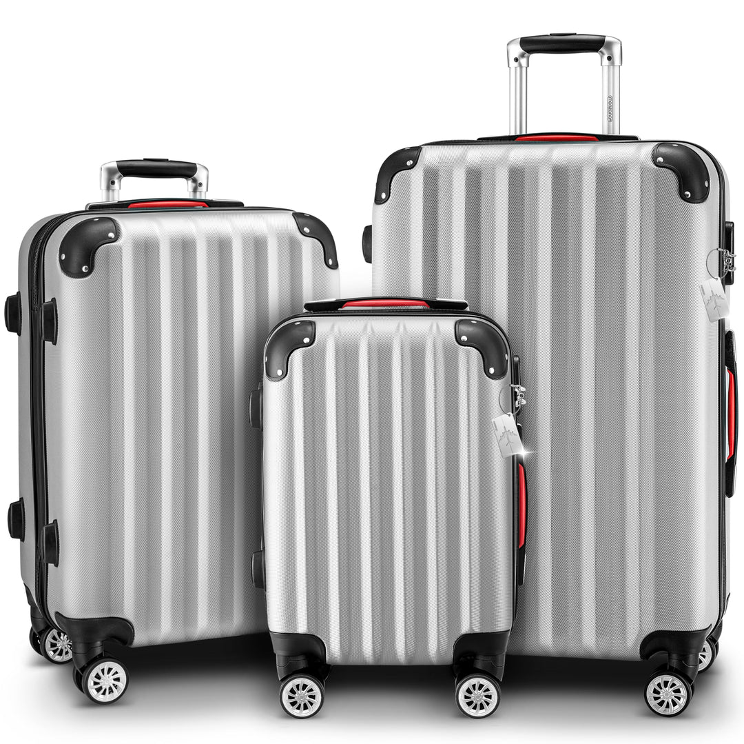 MONZANA® 3tlg. Kofferset Schloss Organizer Kofferwaage Gurt Gel-Griffe Zwillingsrollen Standfüsse Tr