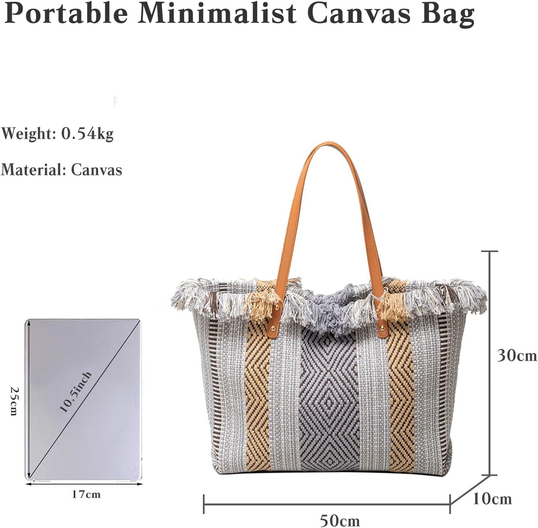 CORIOS Damen Canvas Handtasche Sommer Strand Tasche Grosse Schultertasche Böhmische Tote Beutel Bunt