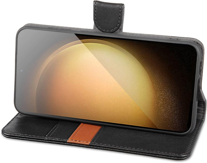 LENSUN Echtleder Hülle für Samsung Galaxy S23 Plus, Handyhülle [Echtes Leder] [Magnetverschluss] [RF