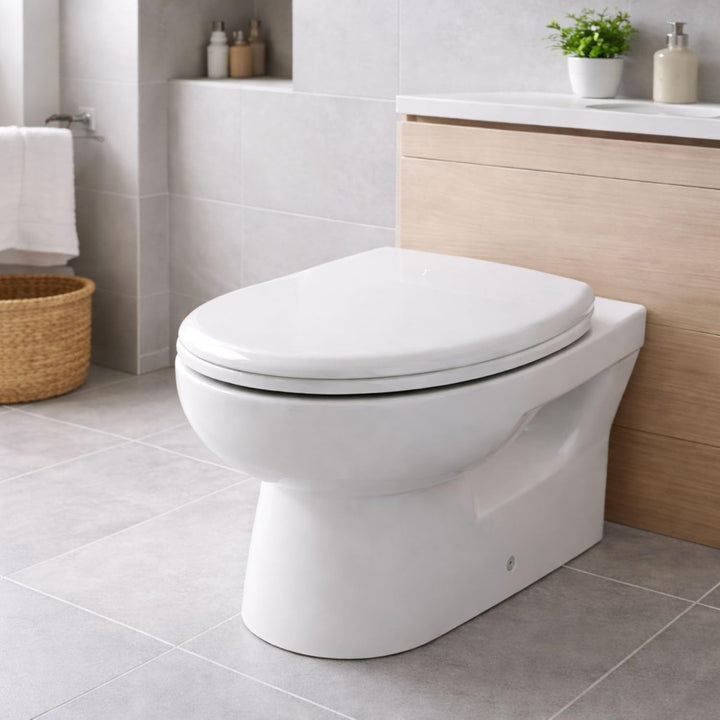 Toilettendeckel mit Absenkautomatik weiss oval, WC-Sitz abnehmbar, Inkl. Erstmontage Reinigungskit