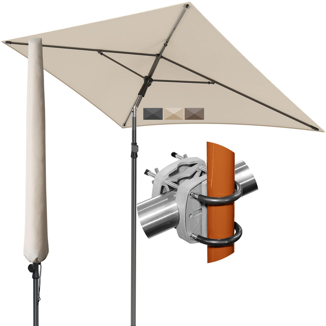 4smile Sonnenschirm Balkon SunnyShade, Sonnnenschutz Balkon SET 3-in-1, Anthrazit - UV50+ SunnyGuy S