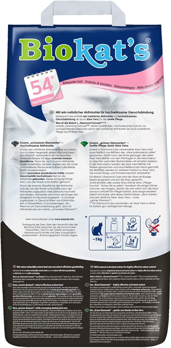 Biokat's Diamond Care Fresh mit Duft - Feine Katzenstreu mit Aktivkohle und Aloe Vera - 1 Sack (1 x
