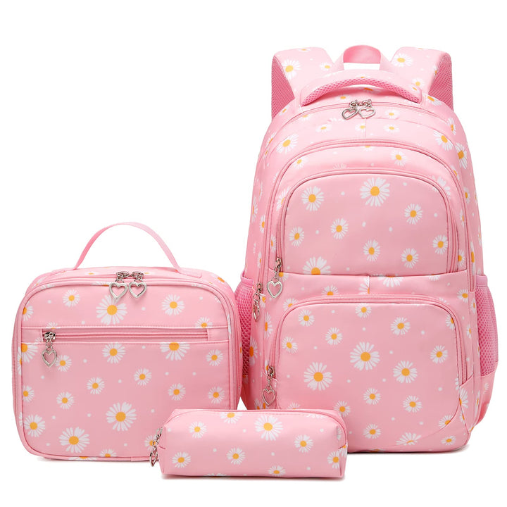SIVENKE Schulrucksack Mädchen Teenager Damen Schultasche Rucksack Set Gänseblümchen Schulranzen für