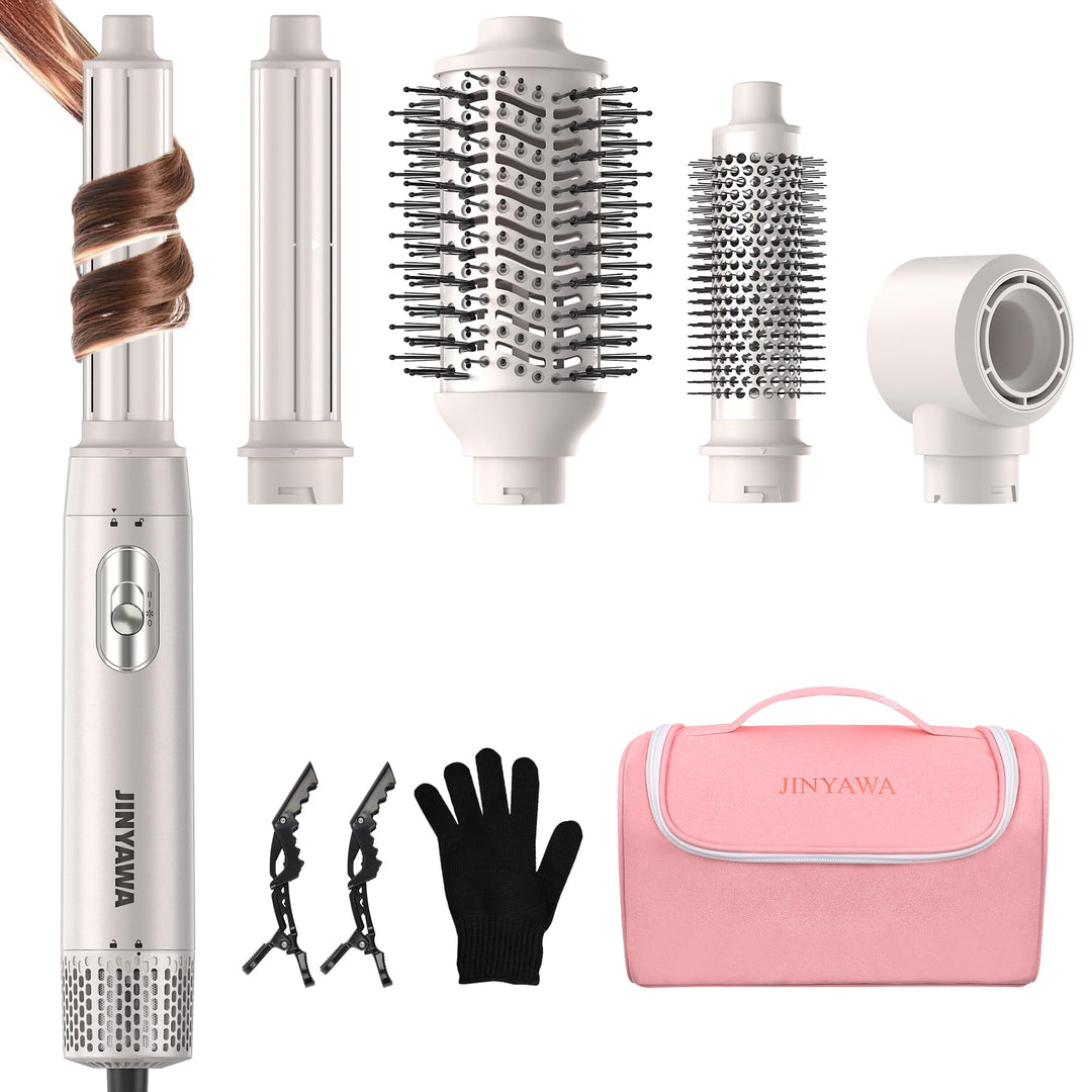 JINYAWA 5 in 1 Airstyler, Haarstyler Rundbürstenföhn, Airstyler Warmluftbürste Mit 3 Temperatureinst