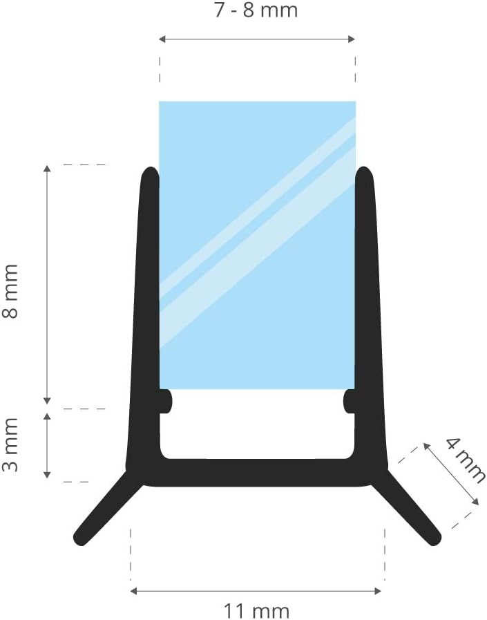 STEIGNER Duschdichtung, 120cm, Glasstärke 7/8 mm, Gerade PVC Ersatzdichtung für Dusche, UK24-08 Stär