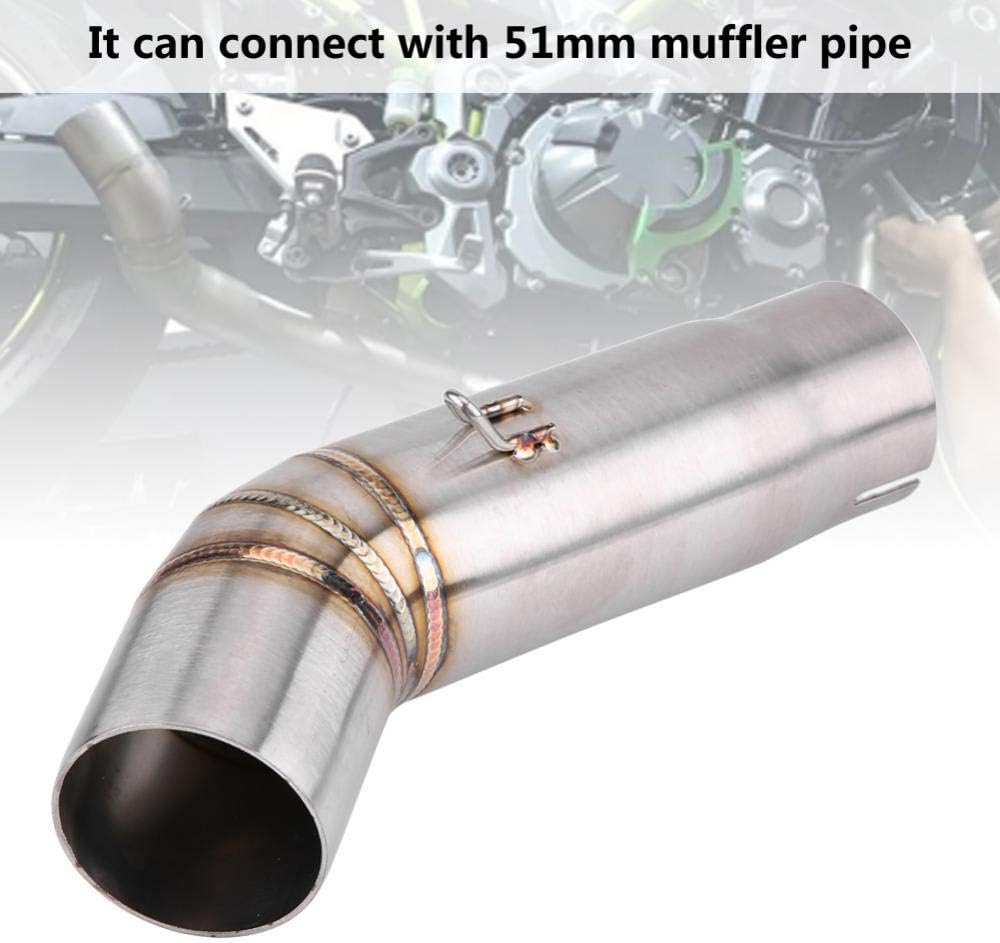 51mm Motorrad Auspuffrohr,KIMISS Motorrad Auspuff Mittelrohr,Edelstahl Auspuff Mittelstück mit Monta