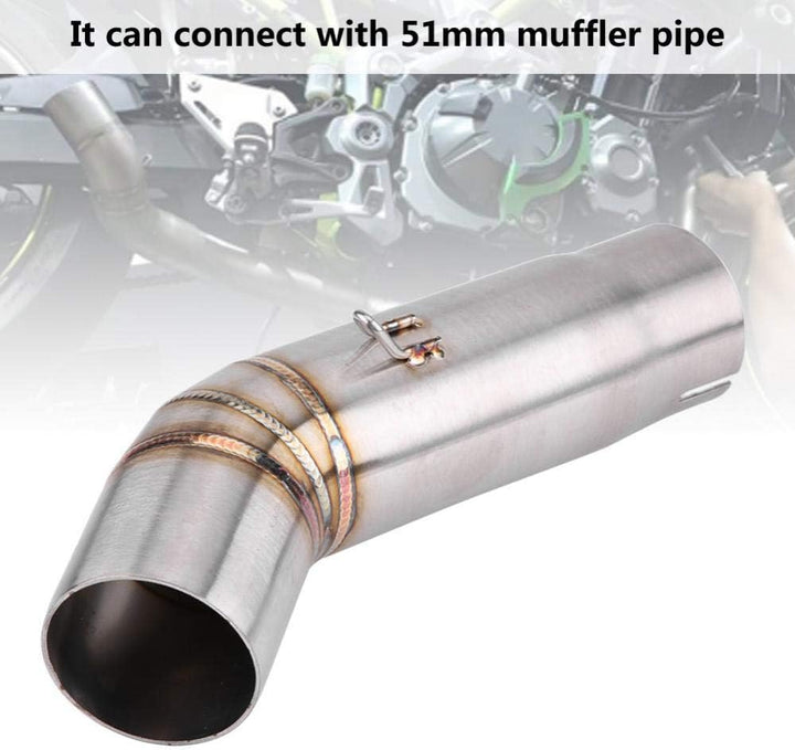 51mm Motorrad Auspuffrohr,KIMISS Motorrad Auspuff Mittelrohr,Edelstahl Auspuff Mittelstück mit Monta