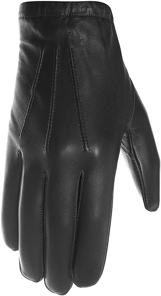 Harssidanzar Herren dünne ungefütterte Lederpolizeihandschuhe GM031EU L Schwarz, L Schwarz