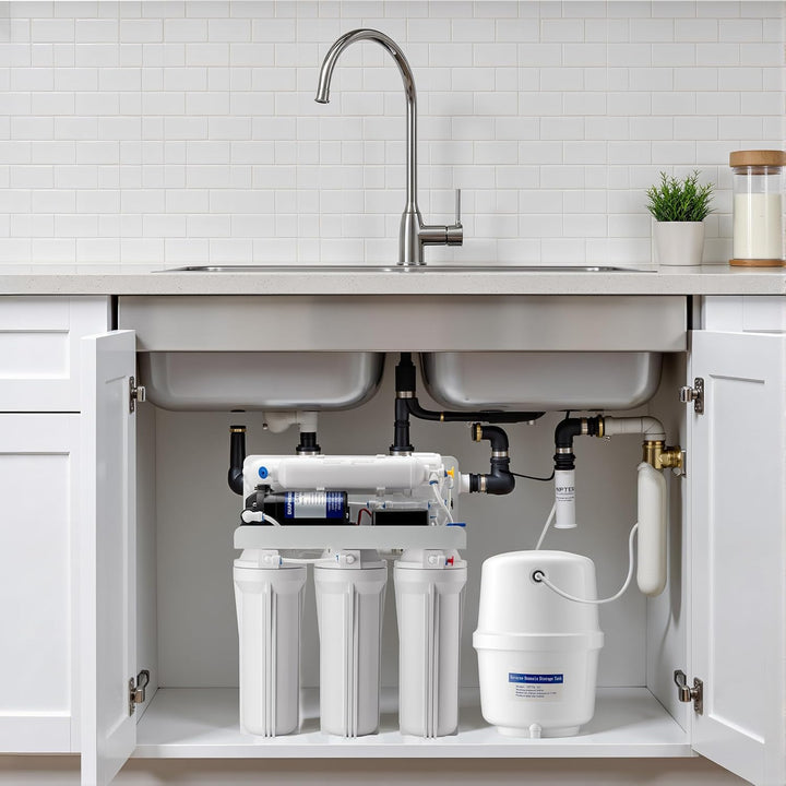Naturewater 5 Stufen Umkehrosmose RO 180 L/Tag mit Druckerhöhungspumpe und manuellem Ventil