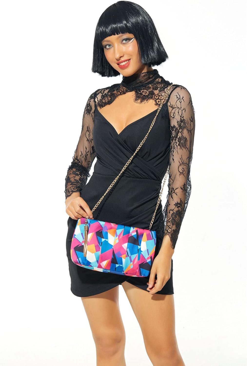 JURLEA Clutch Damen Damen Seide Clutch Hochzeit Dinner Bag Kette Seide Umhängetasche Abend Braut Pro
