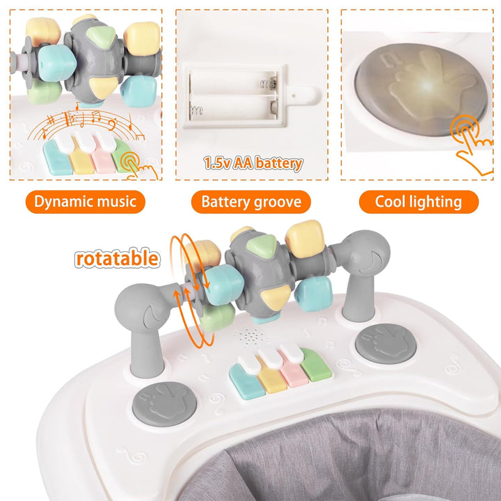 OHMG 4-in-1 Lauflernhilfe für Babys mit interaktivem Multiaktivitätstablett mit abnehmbarer Musik, h