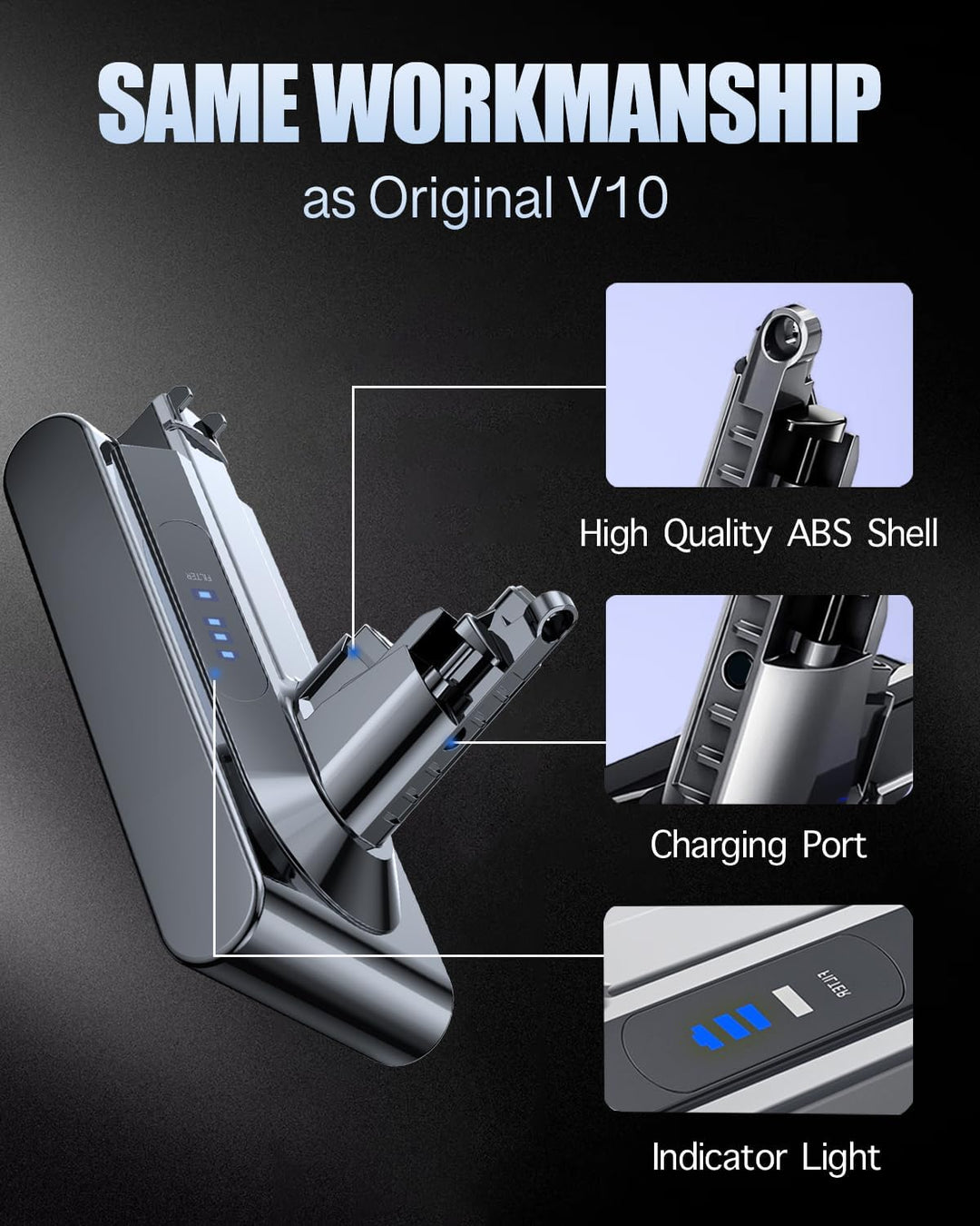 6000mAh Akku kompatibel mit Dyson Cyclone V10 Absolute Animal Origin SV12 V10 6000mAh, V10 6000mAh