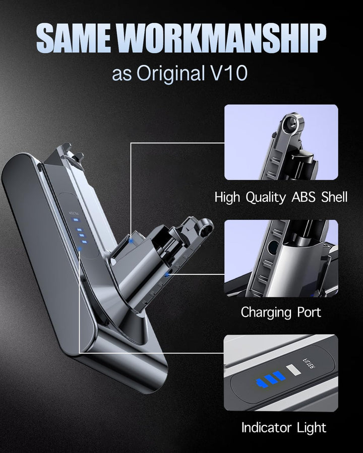6000mAh Akku kompatibel mit Dyson Cyclone V10 Absolute Animal Origin SV12 V10 6000mAh, V10 6000mAh
