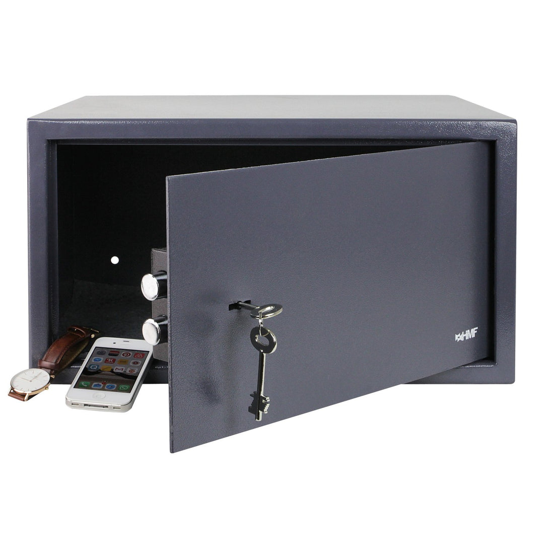 HMF 49204-11 Tresor passend für Laptop und Ordner, Möbeltresor Doppelbartschloss, 45,0 x 25,0 x 36,5