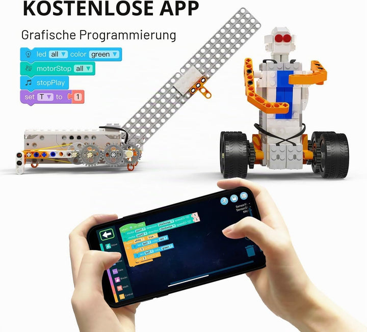 Apitor SuperBot 18 in 1 Roboter Kit, kompatibel mit allen bekannten Bausteinmarken, steuerbarer Bauk