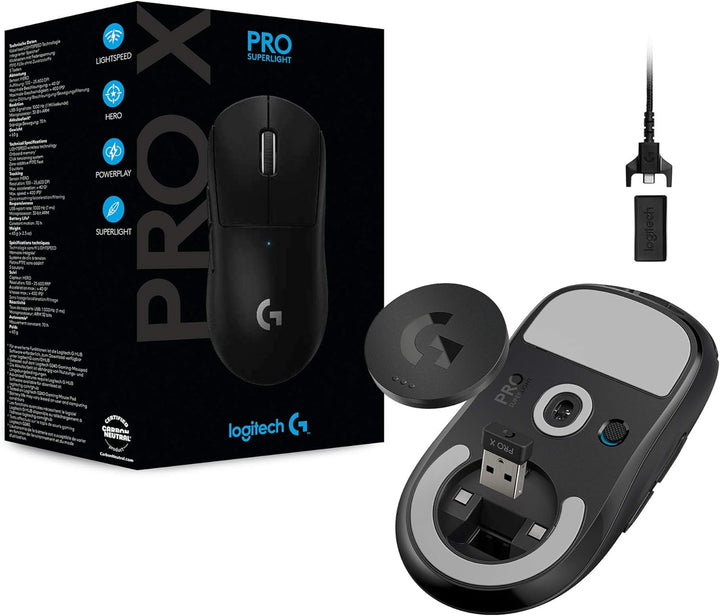Logitech G PRO X SUPERLIGHT kabellose Gaming-Maus mit HERO 25K Sensor, Ultra-leicht mit 63g, 5 progr