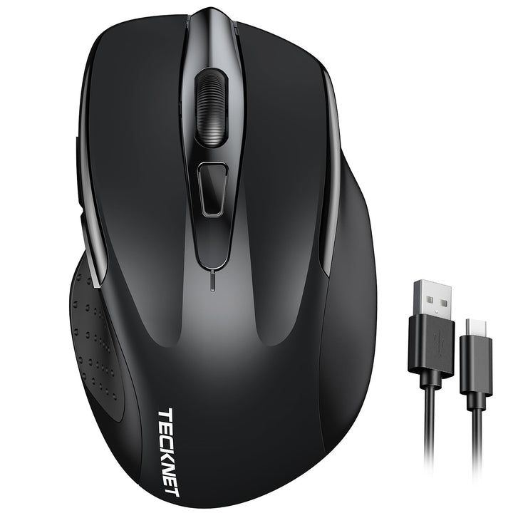 TECKNET Bluetooth Maus mit Jiggler, Wiederaufladbare Maus Kabellos für Laptops(DREI Modi: BT 5.0/3.0