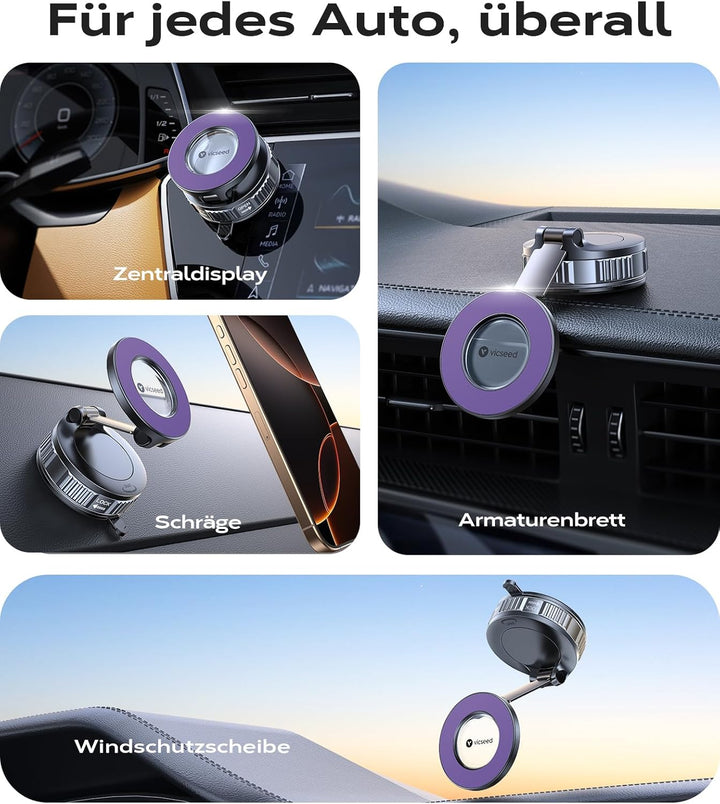 VICSEED Handyhalterung Auto Magnet für Magsafe Autohalterung [20XN55 Magnets & 20KG Vakuum Saugnapf]
