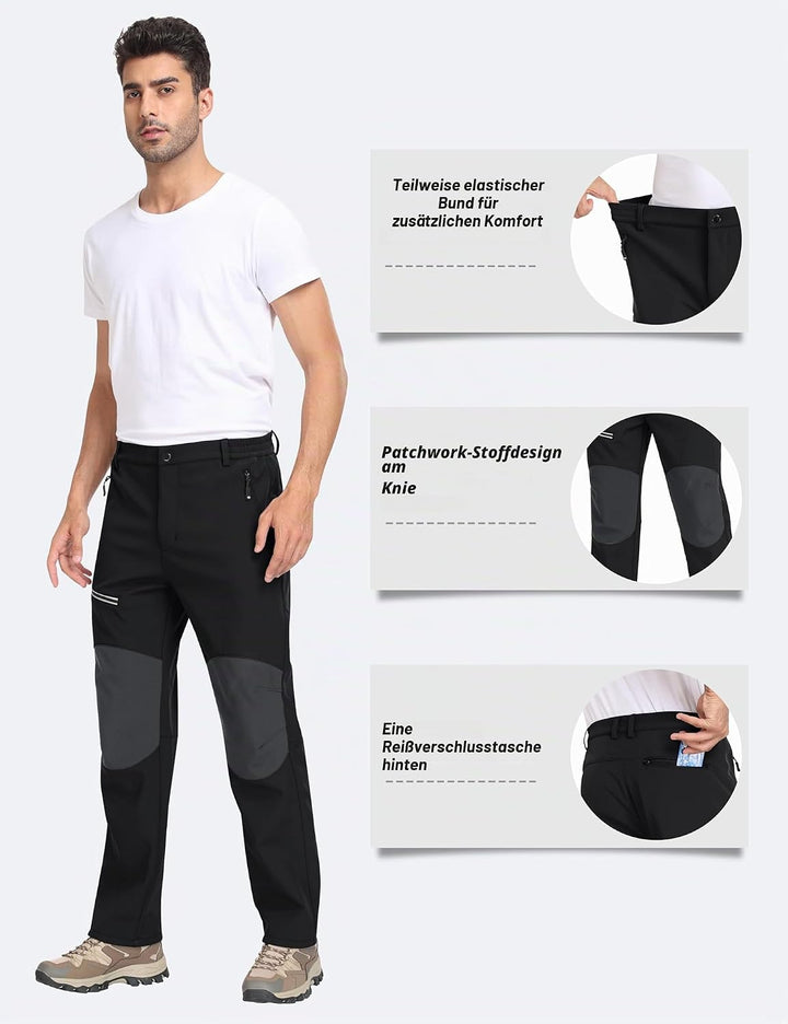 MoFiz Herren Wanderhose Warm Gefüttert Outdoorhose Wasserdicht Skihose Softshellhose Winddicht Arbei