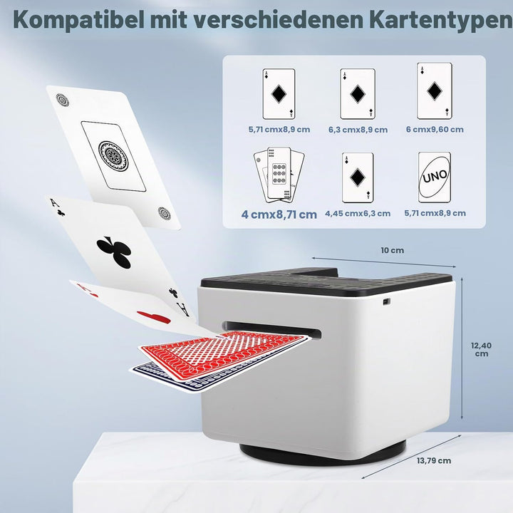 Automatische Kartenmischer und Kartensender, 2 in 1 Kartenmischmaschine und Austeiler 360° Drehung f