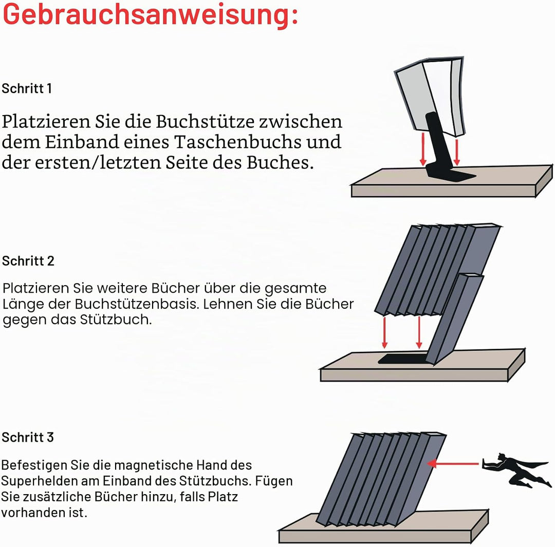 Artori Design Buchstützen zum Halten von Büchern, robuste, versteckte Metall-Buchstützen für Regale,