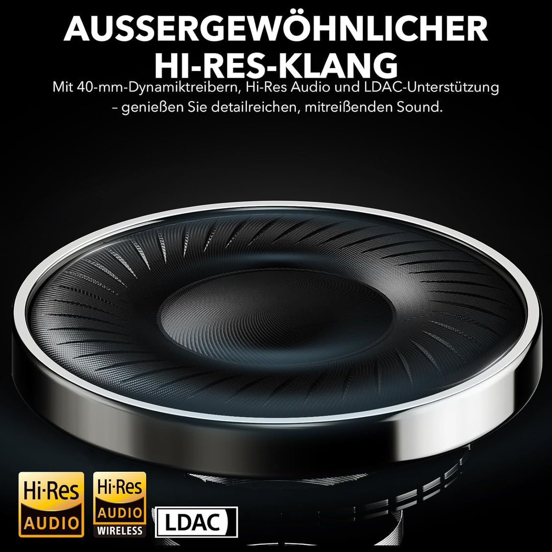 1Mii AI Y8+ Kabellose Bluetooth 6.0 Kopfhörer, Hybrid Active Noise Cancelling, LDAC Hi-Res Audio, 10